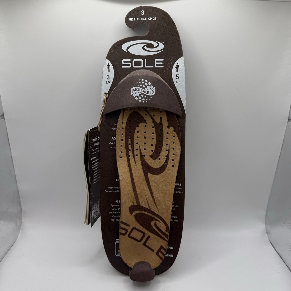 SOLE Thin Casual Footbeds Insoles Men’s 3 Women’s 5 Moldable NEW Orthotic